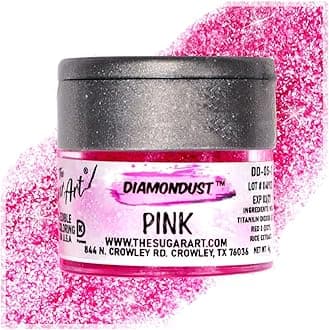 Pink Edible Glitter for Drinks, Cocktails, Cake Decorating, Strawberries, Chocolates & More | No Taste | 4g | 100% Food-Safe | Kosher, Vegan, Gluten & Nut Free | DiamonDust by The Sugar Art