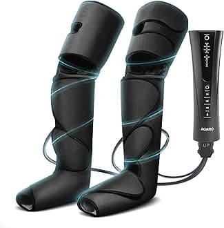 AGARO Magma Air Compression Leg Massager with Handheld Controller, 3 Massage Mode and Intensity for feet, Calf and Thigh, Corded Electric, Black