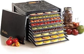 Electric Food Dehydrator Machine 9-Tray with Adjustable Thermostat, Accurate Temperature Control and Fast Drying with 15 Square Feet of Drying Space, 600-Watts, Black