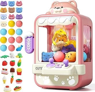 Claw Machine for Kids, Mini Vending Machine with Music, Prize Dispenser Toys for Girls and Boys, Electronic Claw Game Machine for Party Birthdays, Includes 35 Mini Toys (Small)