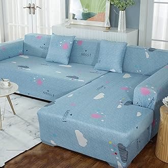 1 pcs Sectional Couch Covers, Printed L-Shaped, Stretch Sofa Cover Stretchable for Sectional Sofa, Suitable for Combined Chaise Longue Cover (Pattern XYUN, 3 seat)