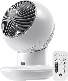 IRIS USA WOOZOO Air Circulator Fan with Remote, Oscillation, 3 Speeds, 52ft Max Air Distance, Adjustable Tilt, Quiet Motor, Small Fan for Bedroom, Office, Dorm, White