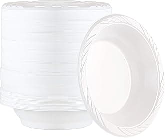 100 Count Disposable 18 ounce White Plastic Soup Bowls