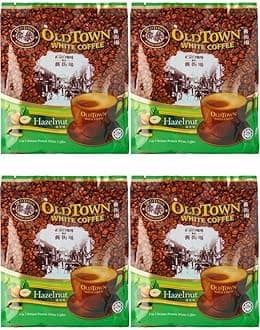 Old Town White Coffee Instant Premium White Coffee 3 in 1 Hazelnut Flavor (4 Pack X 15 Lavender Sachets)