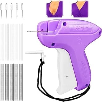 Micro Stitch Gun for Clothes - Quick Clothing Fixer with 5 Needles and 1000 Micro Fasteners (Purple)