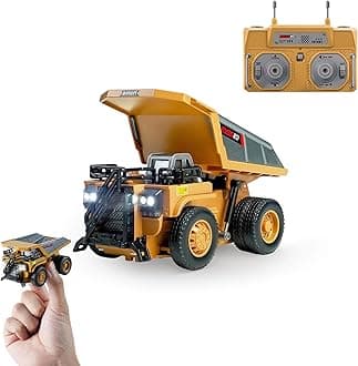 1/64 RC Dump Truck,Mini Dump Truck Toy,8-Channel Remote Control Toy with Metal Bed & Light, RC Construction Vehicles,Type-C Built-in Battery,Birthday Gifts for Boys and Girls Age 3+