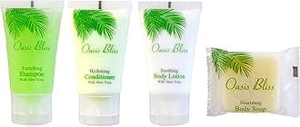 Bluefire Hotel Supply Toiletries Bundle 25 Bar Soap, 25 Shampoo, 25 Conditioner, 25 Body Lotion Bulk Travel Size Guest Amenity Supplies Set -100 Pieces