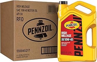 Pennzoil High Mileage 10W-40 Motor Oil, 5 Quart (3 Pack)