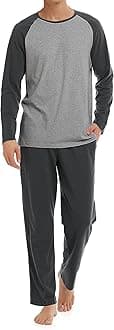 DAVID ARCHYMens Pajamas Set - Soft Pj Sets for Men Long Sleeve Pajamas Men Cotton Mens Pjs Sets Loungewear with Pockets