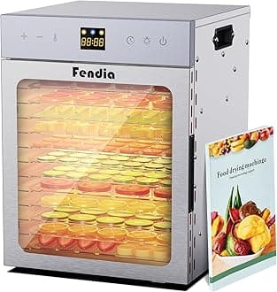 Jerky Food Dehydrator, 12 Stainless Steel Trays, 1200W Fruit Dehydrator, 24 Hour Timer & 180°F Temperature Control, Protection Against