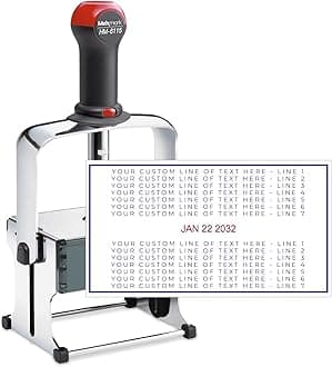 MaxMark Super Heavy Duty Date Stamp with 14-Line Custom Text – The Largest Custom Text Date Stamp on The Market - 6115 - Choose from Many Font and Color Options