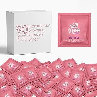 Wipes Feminine Fresh - Flushable | Individually Wrapped Cleansing Travel Friendly PH balanced Unscented with Sunflower, Rosemary and Aloe (90 on-the-go singles) BULK PACK