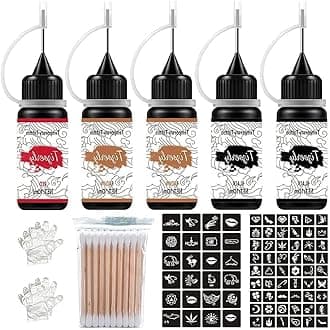 Jagua Gel Temporary Supplies Full Kit 3 Colors 5 Bottles Unisex Temp Kit With Stencils For Kids