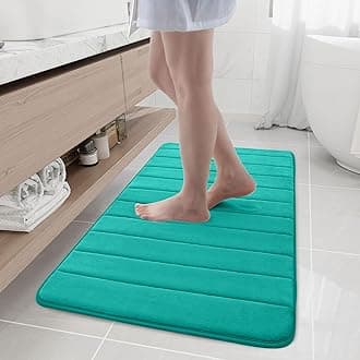 Buganda Memory Foam Bath Mat, 44" x 24", Ultra Soft and Non-Slip Bathroom Rugs, Water Absorbent and Machine Washable Bath Rug Runner for Bathroom, Shower, and Tub, Teal