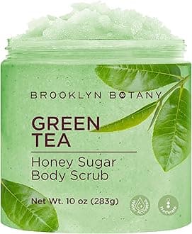 Brooklyn Botany Green Tea Honey Sugar Scrub for Body 10 oz – Deeply Hydrating and Gently Exfoliating Body Scrub for Women and Men – Moisturizing and Nourishing the Skin
