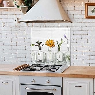 Tempered Glass Kitchen Backsplash, Stove Back Cover, Stove Splashback, Cutting Board, Kitchen Sink Splash Guard, Home Wall Decor (27x27'')