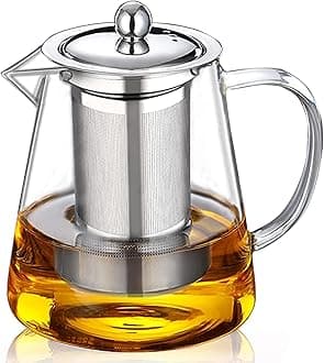 TAPIT Glass Teapot with Removable Stainless Steel Infuser Tea Pot 25oz/750ml Tea Kettle Stovetop Safe Blooming and Loose Leaf Tea Maker Set for Loose Leaf Tea & Blooming Tea (25oz/ 750ml)