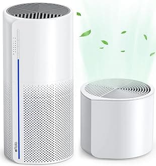2 IN 1 Air Purifier with Humidifier Combo, 3-Stage Filters for Home Allergies Pets Hair Smoker Odors, Evaporative Humidifier, Auto Shut Off, Quiet Air Cleaner with Seven Color Light,White