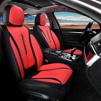 Coverado Car Seat Cover, Car Seat Covers Front Seat, Red Seat Covers Front Seats, Nappa Leather Waterproof Car Seat Cover, Car Seat Cushion, Car Seat Protector Universal Fit Most Cars