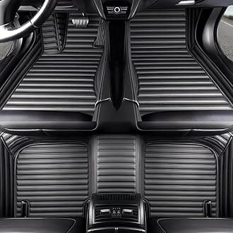 Custom Luxury Car Floor Mats Suitable for All Sedans, Sports Cars,SUV, Business Vehicles, Trucks, Waterproof and Anti Slip Fully Covered Leather Floor Mats (Black-3D)