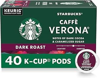 Starbucks K-Cup Coffee Pods, Dark Roast, Caffè Verona for Keurig Brewers, 100% Arabica, 1 Box (40 Pods)