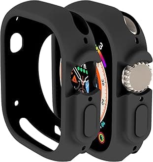 Compatible for Apple Watch Ultra 3/2/1 49mm Case All-Round Shockproof TPU Silicone Protective Cover Bumper Shock-Absorbing Scratch-Resistant Case for Women Men (Black)