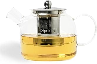 Sipologie Inspire Tea Pot with Infuser 900ml, Glass Tea Kettle for Gas Stove, Flame Proof Glass Kettle for Tea, Fine Mesh Stainless Steel Infuser