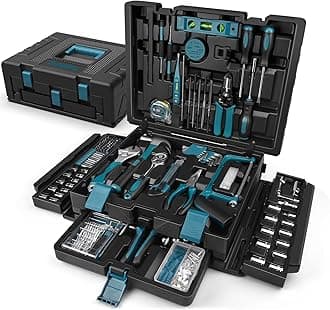 379-PCs Home Tool Kit - Portable Complete Household and Auto Repair Tool Set - Hand General Basic Tool Box Storage Case with Drawer - Full Basic Toolkit for Handyman & Diyer & Homeowner