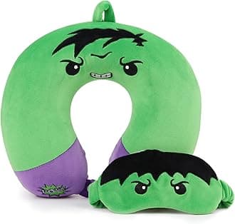 - Superhero Travel Pillow for Kids & Adults with Sleep Eye Mask, Memory Foam U-Shaped Neck Pillow with Washable Cover, Soft Head Support Travel Accessories for Airplane Car Train Bus Recline, Green