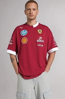 PUMA Men Cotton Scuderia Ferrari F1 2025 Driver's Oversized Tshirt