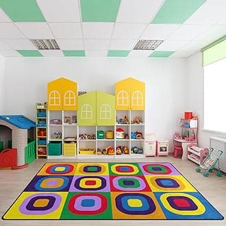 Kids Rug, Classroom Carpets Playmat Rugs - 5x7 Ft Kids Carpet with Rubber Backing, Colorful Children's Classroom Seating Rug Play Mat Nursery Rugs for Children Bedroom Playroom Elementary