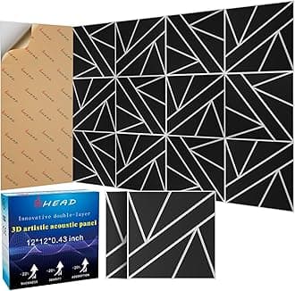 8 Pack 2-Layer Soundproof Wall Panels, 12 x 12 x 0.43 in Sound Proof FoamPanels for Walls, 1.2lb/ft* High Density, Thicker 0.43 in, 3D AcousticPanels,Artistic Noise Dampening Panels Black&White