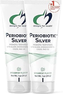 Designs for Health PerioBiotic Silver Hydroxyapatite Toothpaste - Travel Size Fluoride Free Toothpaste with Oral Probiotics with Whitening Hydroxyapatite - Supports Remineralization (2 Pack, 1oz)