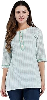 AnjuShree Choice Women Indian Cotton Short Kurti Tunic | ORDER 1 SIZE BIGGER