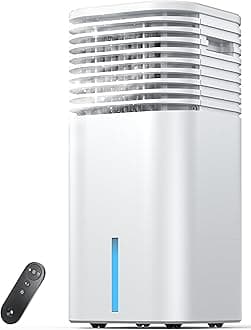Windowless Portable Air Conditioner, 24.4" Small Evaporative Air Cooler for Room No Window, 3-Speed Settings, 4 Modes, 7H Timer, Remote Control, 4 Ice Packs, Quiet AC Unit for Bedroom