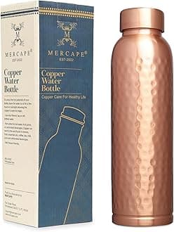 Pure Copper Water Bottle - 1000 ML, Hammered Shine Finish, Ideal for Drinkware & Storage, Pack of 1 (Hammered Design 4)
