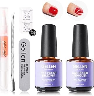 Gellen Gel Nail Polish Remover - 2Pcs Gel Polish Remover for Nails with Cuticle Pusher and Cuticle Oil, Quick & Easy Gel Nail Polish Removal in 2-5 Minutes, No Need Soaking or Wrapping 15ml 0.5fl.oz