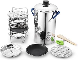 JVL Stainless Steel Domestic Full Set Thattu Idly, Idiyappam/Dhokla Maker