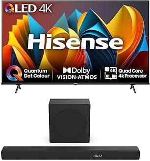 Hisense TV & Soundbar Bundle: 75E7NQTUK TV with Quantum Dot Colour, Dolby Vision Plus the HS3100 Soundbar with 480W Power, Direct Surging Sound, The Perfect Match for the ultimate Audio-Visual Experience