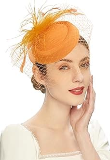 Fascinators Hats 20s 50s Hat Pillbox Hat Cocktail Tea Party Headwear with Veil for Girls and Women