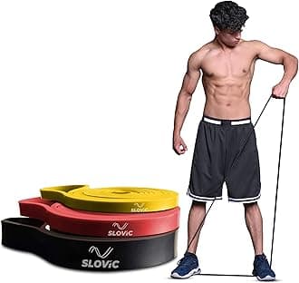 Slovic Latex Resistance Band for Workout [Set of 3] | Resistance Band Set | Exercise Band & Stretching Bands for Exercise for Home Workouts | Gym Equipment for Home Workout | Ideal for Men & Women