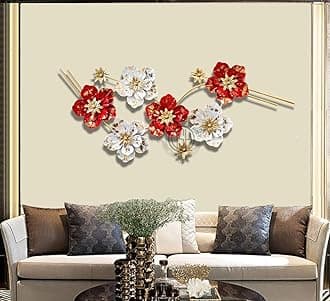 DSH CRAFTING YOUR CURIOSITYMetal Handcrafted Wall Sculpture Wall Art Multicolor For Home Decoration (Sflower-Red), 48.03 Inch