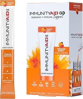 IMMUNITYAID GO! Zero Sugar Immunity + Hydration Packet, Vitamin C, Echinacea, Zinc, Astragalus Root, Keto-friendly, Vegan & Gluten-Free, 5 calories, Naturally Sweetened, No Caffeine, 14 Pack