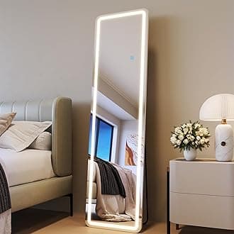 Full Length Mirror with LED Lights - 16"x 60" LED Mirror Full Length Floor Mirror Full Body Mirror for Bedroom Wall Mounted Free Standing