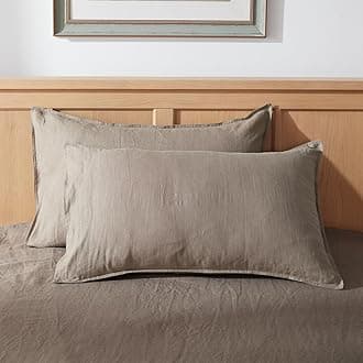 TOSMO 100% Linen Pillowcase King Size, Set of 2, Stone Washed Pillowcases Envelope Closure, Soft and Durable Pillow Cases, 20" X 36", Taupe