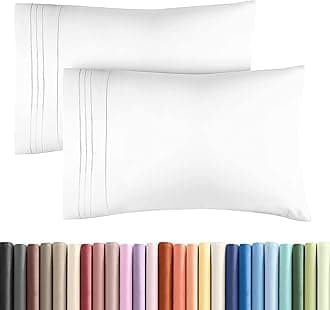 King Pillow Cases Set of 2 - Soft, Hotel Quality Pillowcase Covers - Comfy, Luxury Bedding for Women, Men, Kids & Teens - Machine Washable Pillow Protectors - 2 Piece - King Size White Pillow Cover