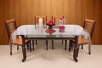 STITCHNEST 4 Seater Clear PVC Dining Table Cover Without Lace (40" x 60")