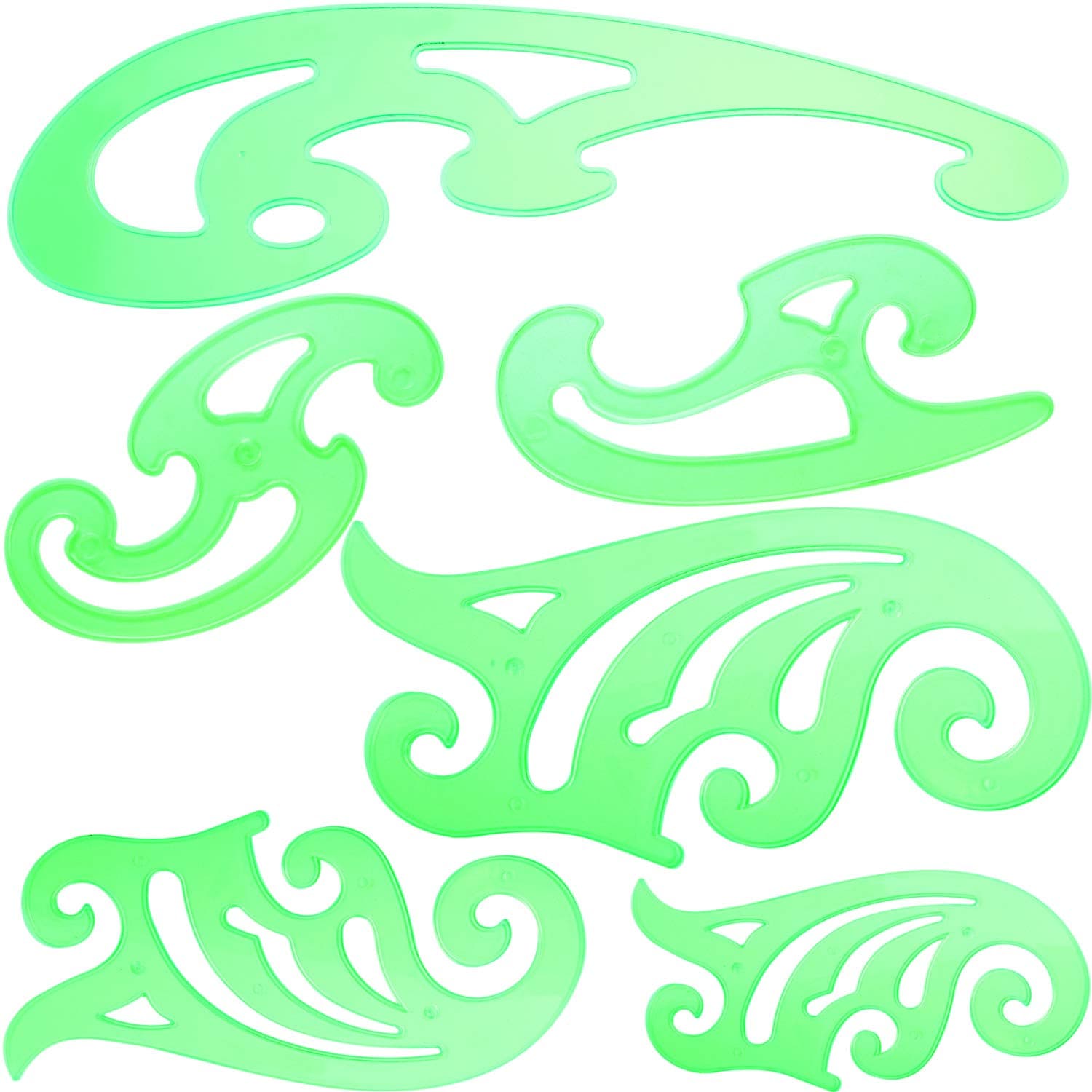 TecUnite 6 Pieces Plastic French Curve Ruler Multi-Function Comic Template Tool Set for Drafting Drawing Template, 6 Assorted Sizes