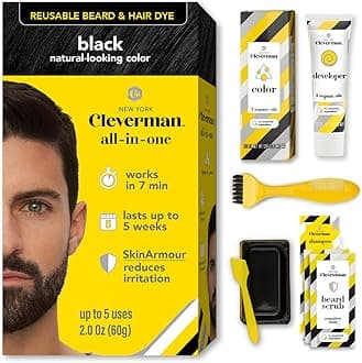 - Hair & Beard Dye Kit for Men, All-in-One Reusable Mens Hair Color, Natural Gray Coverage, Ammonia-Free Beard Mustache Dye for Men (Black)