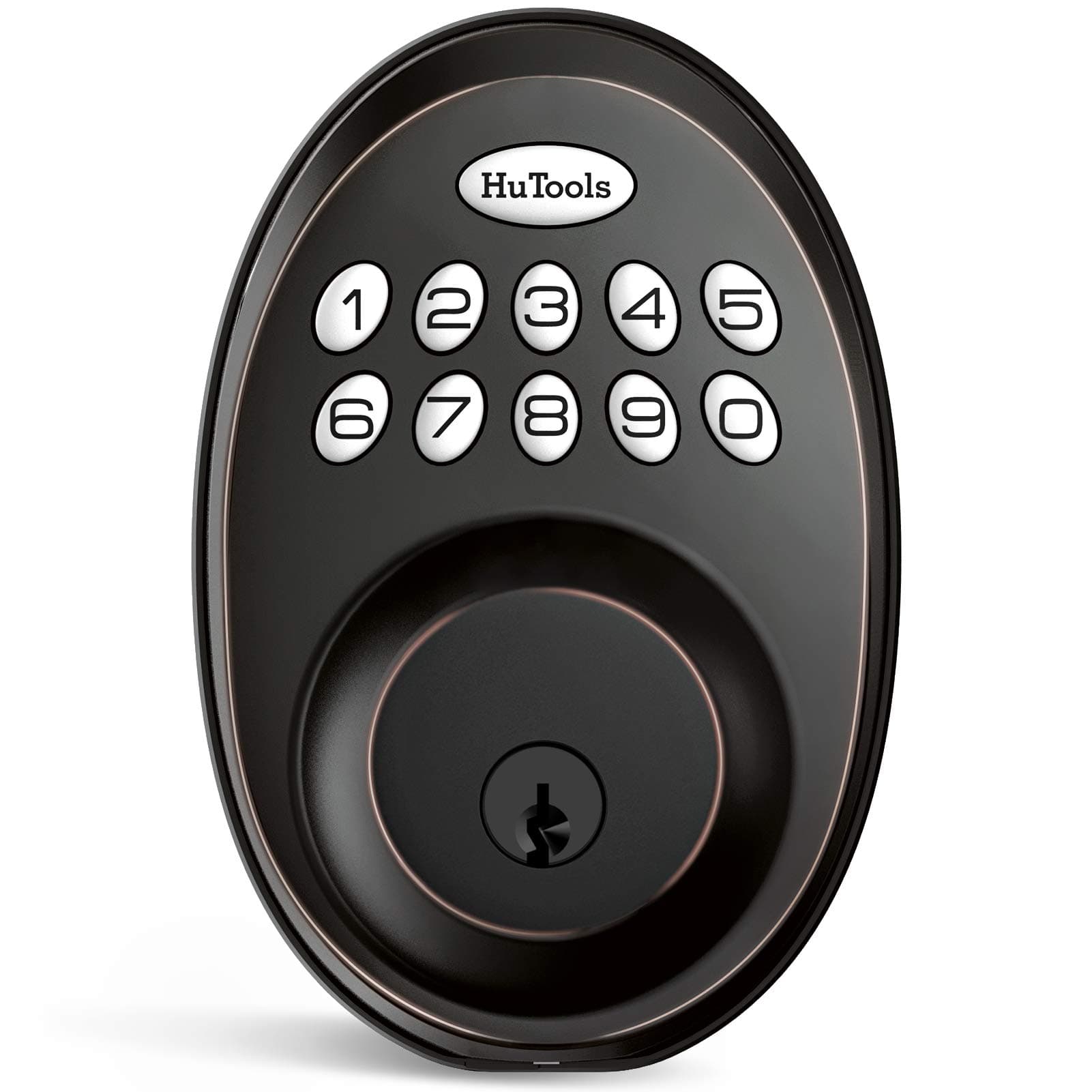 Keyless Entry Door Lock Deadbolt, HuTools Gate Locks with Keypads, Electronic Keyed Lock with 20 User Codes, Auto Lock, 1 Time Code, 1 Button Locking, Oil Rubbed Bronze